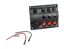 Панель бортового питания 3 переключателя, разъем прикуривателя, индикация, автоматы (10027-BK)